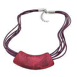 Kæde 54x19mm Pendelrør fladbøjet pink-lilla-marmoreret mat plastik 45cm