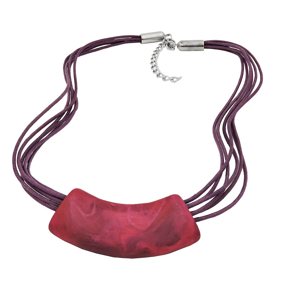 Kæde 54x19mm Pendelrør fladbøjet pink-lilla-marmoreret mat plastik 45cm