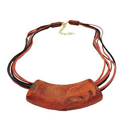 Kæde, 54x19mm, hængende rør, flad, buet, rustbrun-marmoreret, blank, plastik, 45 cm