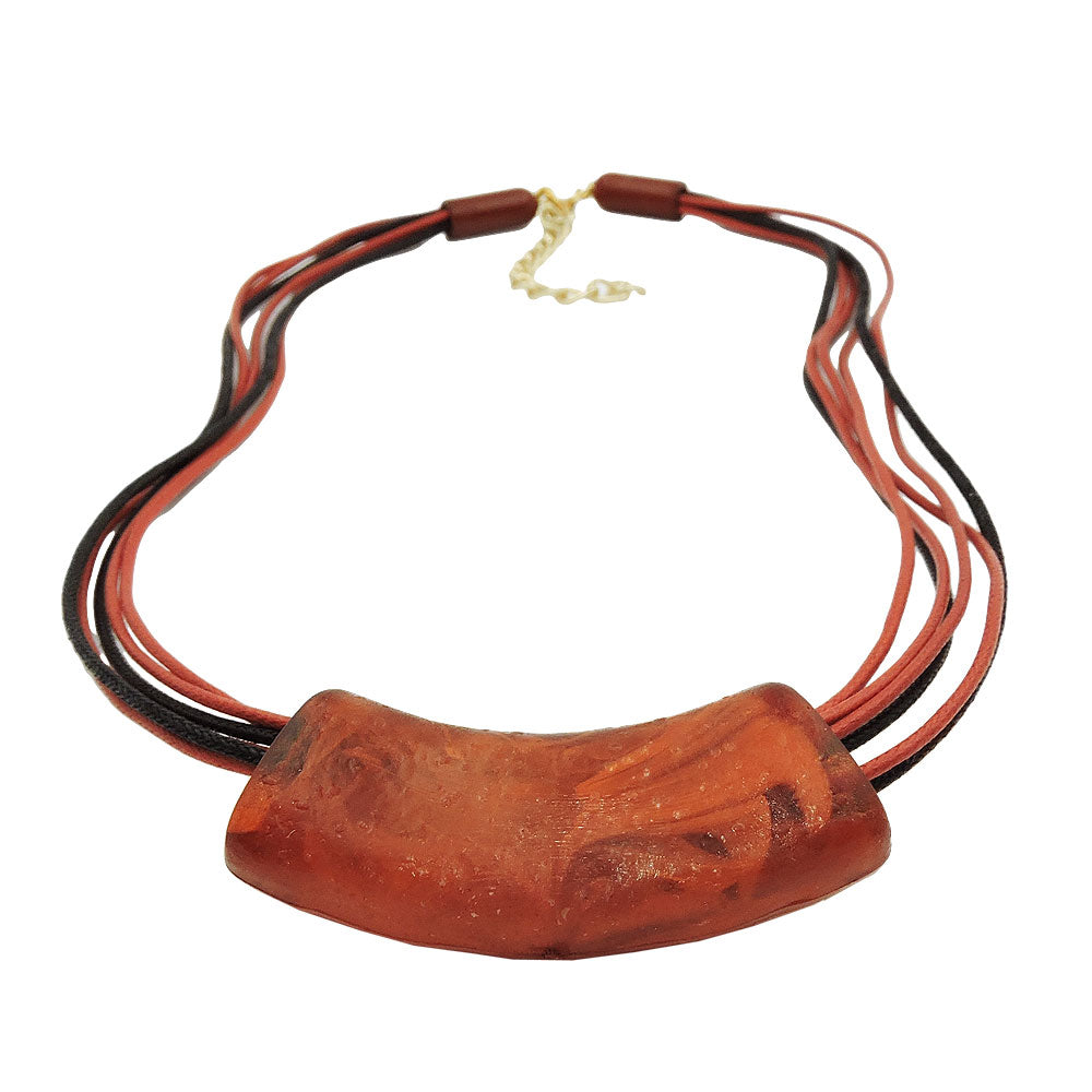 Kæde, 54x19mm, hængende rør, flad, buet, rustbrun-marmoreret, blank, plastik, 45 cm