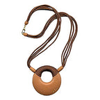 Kæde plastik skive amulet karamel mat 4x snor brun 60cm