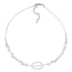 Kædetrådskæde 25x16mm Ring oval hvid gennemsigtig plastik 42 cm