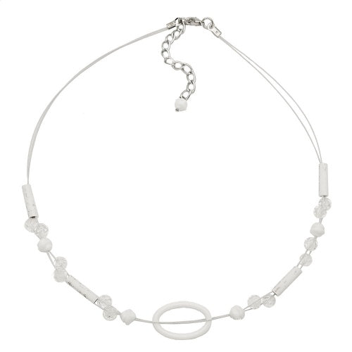 Kædetrådskæde 25x16mm Ring oval hvid gennemsigtig plastik 42 cm