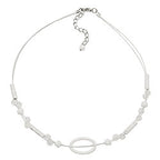 Kædetrådskæde 25x16mm Ring oval hvid gennemsigtig plastik 42 cm