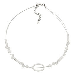 Kædetrådskæde 25x16mm Ring oval hvid gennemsigtig plastik 42 cm