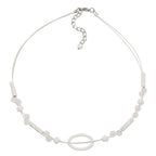 Kædetrådskæde 25x16mm Ring oval hvid gennemsigtig plastik 42 cm