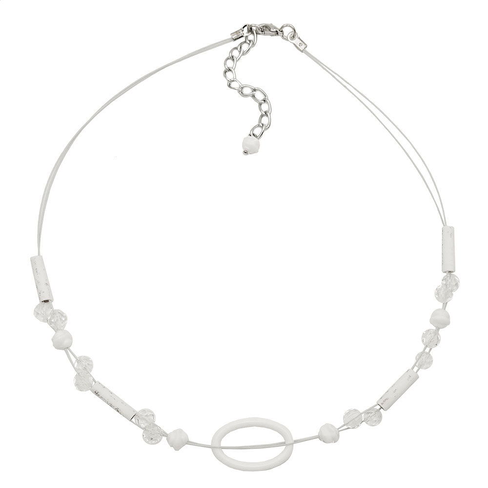 Kædetrådskæde 25x16mm Ring oval hvid gennemsigtig plastik 42 cm