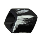 Stofring 45x36x18mm sekskantet sort-sølv med mat plastik