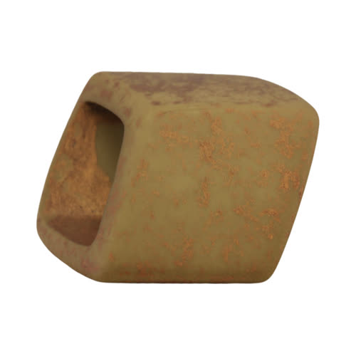 Stofring 45x36x18mm sekskantet grøn-guld plettet mat plastik