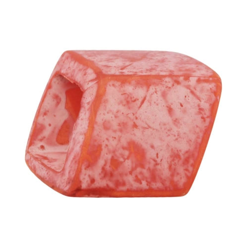 Stofring 45x36x18mm sekskantet pink-hvidplettet mat plastik