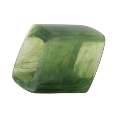 Stofring 45x36x18mm sekskantet olivengrøn, gennemsigtig marmoreret blank plastik