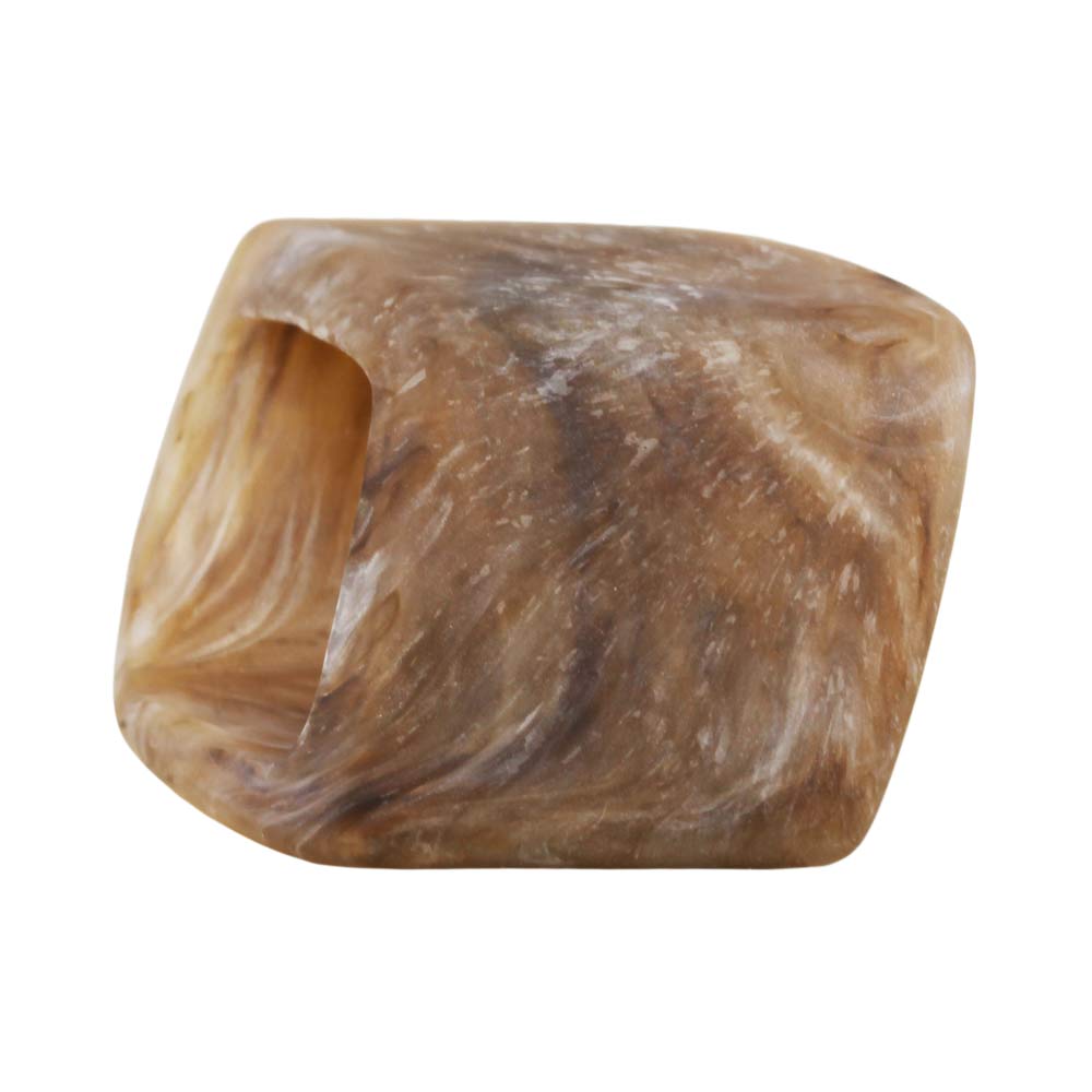 Stofring 45x36x18mm sekskantet brun-naturlig-marmoreret mat plast