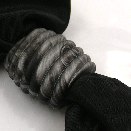 Stofring 35x34x23mm spiralplast sort-grå-sølv-marmoreret mat