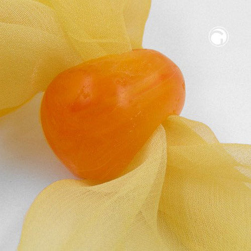 Stofring 33x25mm plastik ringperle ikke-rund 17mm hullet orange-marmoreret mat