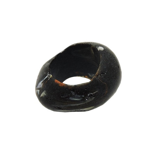 Stofring 33x25mm plastik ringperle ikke-rund 17mm sort marmoreret mat