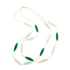 Kæde 30x16 mm rillet oliven lysegrøn plastik dobbelt række snor knyttet 60 cm