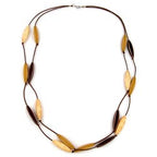 Kæde 30x16mm rillet oliven plastik dobbelt række snor knyttet 60 cm