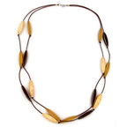 Kæde 30x16mm rillet oliven plastik dobbelt række snor knyttet 60 cm