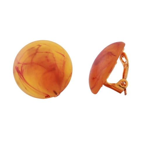 Clip ørering 17mm ravmarmoreret flad mat plastik