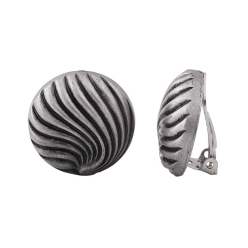 Clip ørering, ca. 21 mm skaldekoration, antik sølv, mat, antik sort plastik