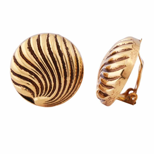 Clip ørering ca. 21 mm skaldekoration guldtonet antik slebet plastik