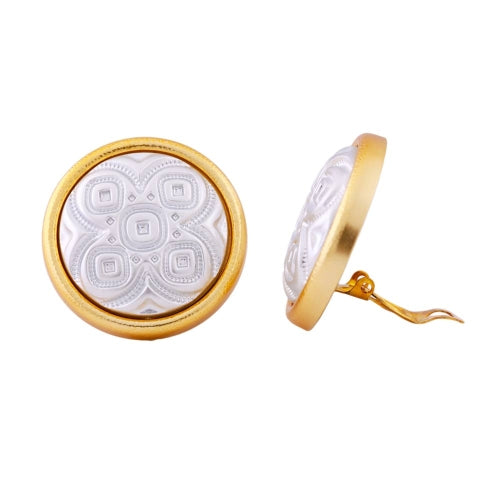 Clip ørering 31mm bicolor-mønster sølv- og guld plastik