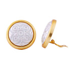 Clip ørering 31mm bicolor-mønster sølv- og guld plastik
