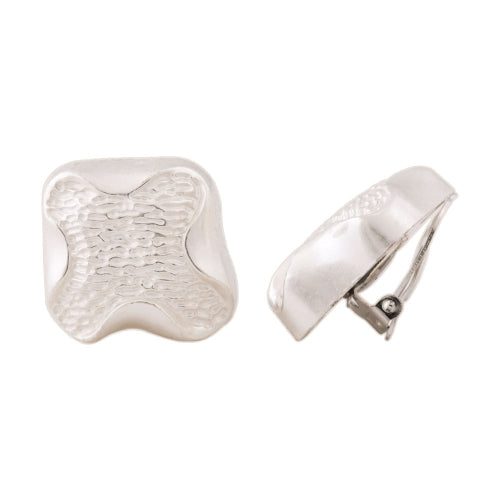 Clips ørering ca. 27x29 mm krydslys sølv mat plastik