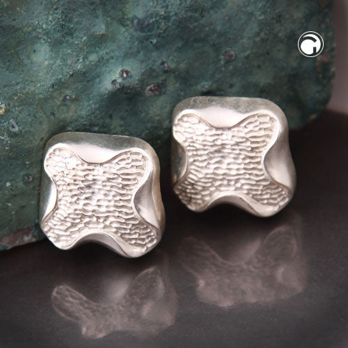 Clips ørering ca. 27x29 mm krydslys sølv mat plastik