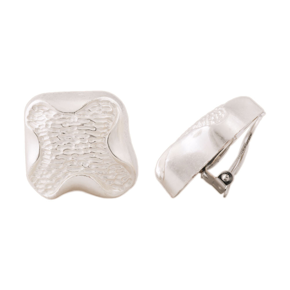 Clips ørering ca. 27x29 mm krydslys sølv mat plastik