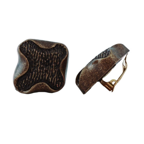 Clips ørering ca. 27x29mm krydser gammel guldfarvet skinnende plastik