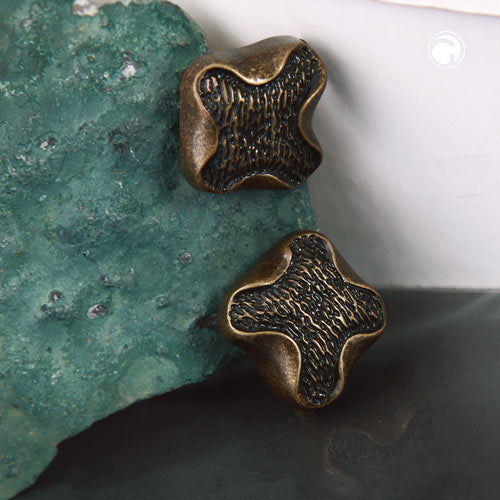 Clips ørering ca. 27x29mm krydser gammel guldfarvet skinnende plastik