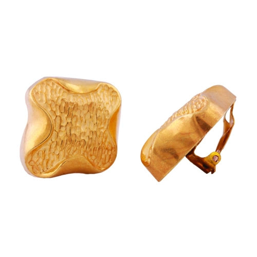 Clips ørering: ca. 27x29mm kors, guldfarvet skinnende plastik