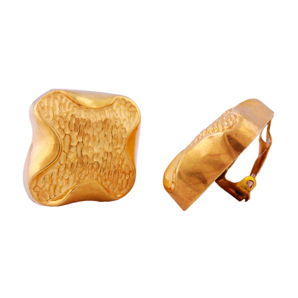 Clips ørering: ca. 27x29mm kors, guldfarvet skinnende plastik