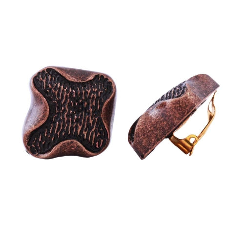 Clips ørering: ca. 27x29mm kryds kobberfarvet blank plastik