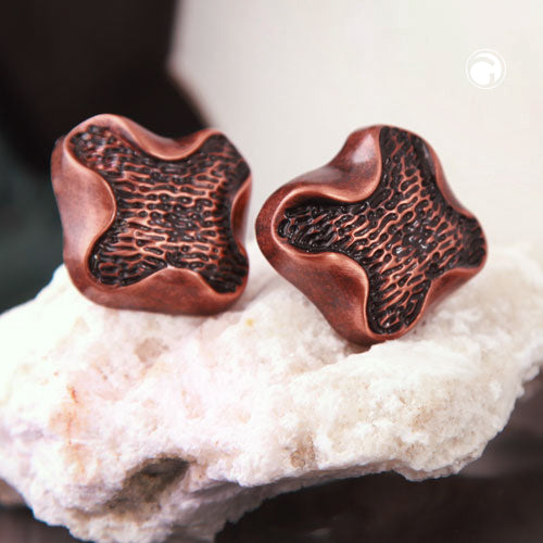 Clips ørering: ca. 27x29mm kryds kobberfarvet blank plastik