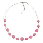 Kædetrådskæde med glasperler facetperle Pink 45cm