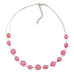 Kædetrådskæde med glasperler facetperle Pink 45cm