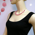Kædetrådskæde med glasperler facetperle Pink 45cm