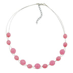 Kædetrådskæde med glasperler facetperle Pink 45cm