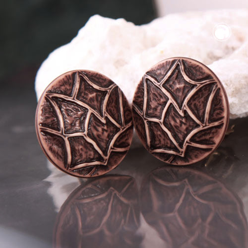 Clip ørering 30mm flad brun-beige mønstret plastik