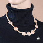 Halskæde 19mm flad beige plastikperler Lyse træperler 45cm