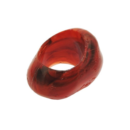 Stofring 33x25 mm plastik ringperle, ikke-rund, 17 mm hul, rødmarmoreret skinnende