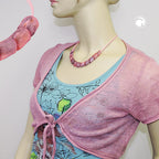 Halskæde skrå perle, plastik pink-marmoreret-mat snor pink 45cm.
