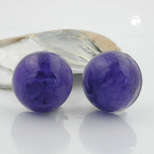 Clip ørering 18mm lilla-marmoreret-skinnende plastik Bouton
