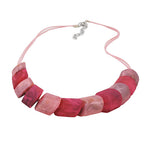 Halskæde skrå plastik Pink og Pink Marmoreret Matt Snor Pink 45 cm
