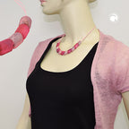 Halskæde skrå plastik Pink og Pink Marmoreret Matt Snor Pink 45 cm