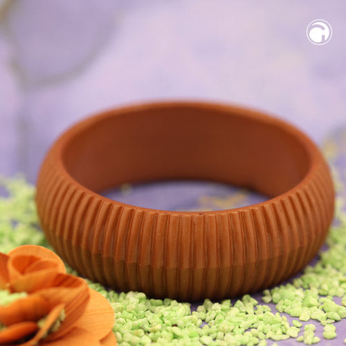 Armbånd 85x26 mm lysebrun rillestruktur i plast