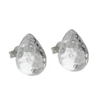 Stiftørering 14mm dropkrystal sølv spejlet hammeret plastik