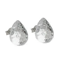 Stiftørering 14mm dropkrystal sølv spejlet hammeret plastik